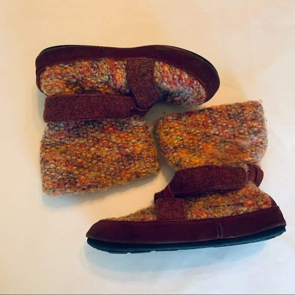 ACORN Tweed multicolor burgundy ankle boot small size 6 women - Picture 3 of 6